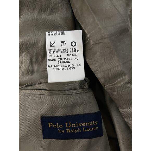 VTG Polo University Club Men Ralph Lauren Silk Wool Blazer Sport Coat 46 T - Picture 5 of 7